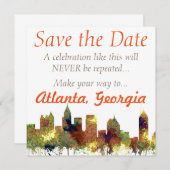 Atlanta Georgia Skyline SG-Safari Buff Save The Date (Vorne/Hinten)