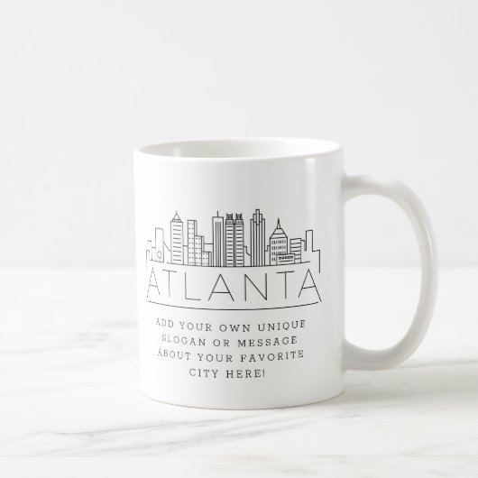 Atlanta, Georgia Stylized Skyline | Benutzerdefini Kaffeetasse (Rechts)