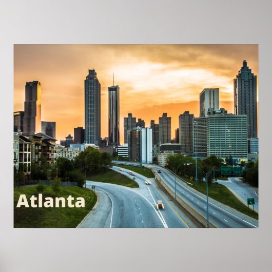 Atlanta, Georgia Sunset City Downtown View Poster (Vorne)