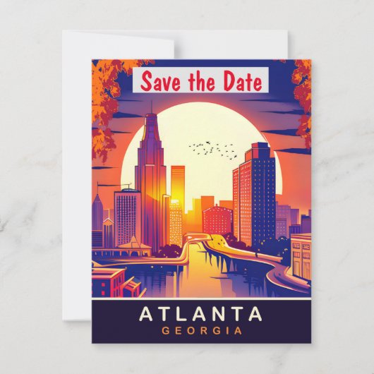 Atlanta, Georgia, Travel Postcard, Save The Date (Vorderseite)