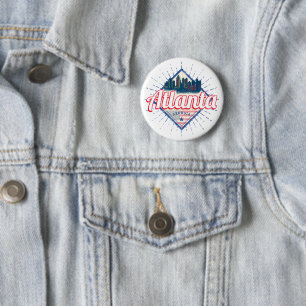 Atlanta Georgia United Staaten Retro Skyline Button