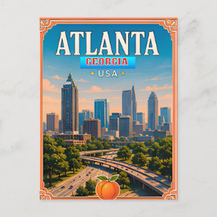 🍑 Atlanta Georgia Urlaubserinnerung Postkarte