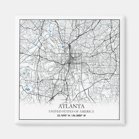 Atlanta Georgia USA Travel City Map Magnet (Vorne)