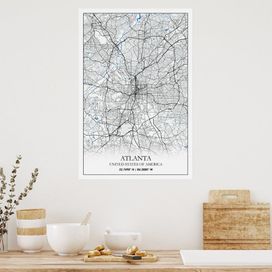 Atlanta Georgia USA Travel City Map Poster (Küche)