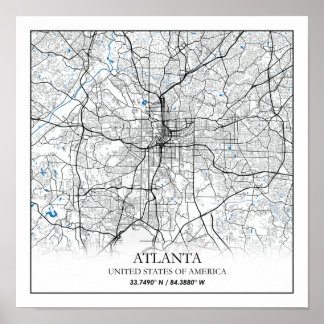 Atlanta Georgia USA Travel City Map Poster