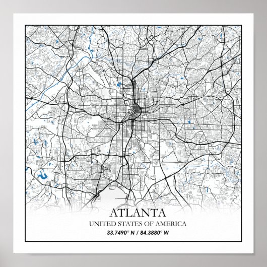 Atlanta Georgia USA Travel City Map Poster (Vorne)