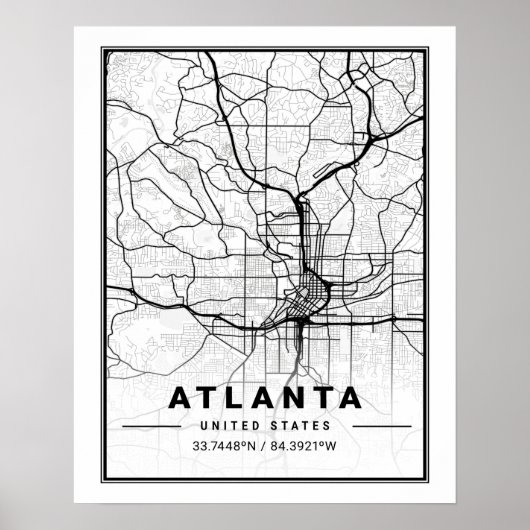 Atlanta Georgia USA Travel City Map Poster (Vorne)