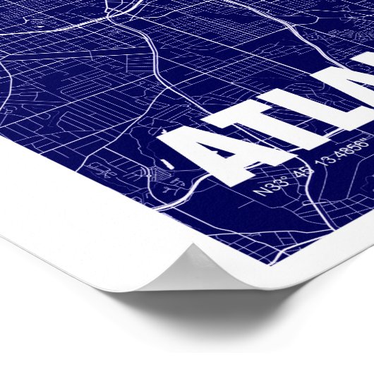 Atlanta, Georgia USA Travel City Map Poster (Ecke)