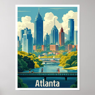 Atlanta Georgia USA Vintage-Reiseillustration Poster