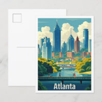 Atlanta Georgia USA Vintage Travel Illustration