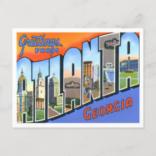 Atlanta, Georgia Vintage Große Buchstaben Postkarte