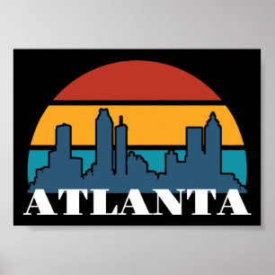 Atlanta Georgia Vintage-Sonnenuntergang-Stadtansic Poster