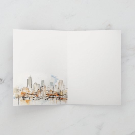 Atlanta Georgia Wasserfarbenlandschaft Hochzeit Dankeskarte (Innenseite)