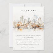 Atlanta Georgia Wasserfarbenlandschaft Hochzeit Dankeskarte (Vorderseite)