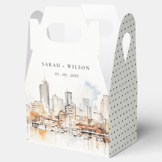 Atlanta Georgia Wasserfarbenlandschaft Hochzeit Geschenkschachtel (Geöffnet)