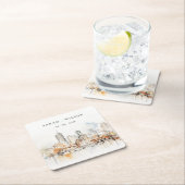 Atlanta Georgia Wasserfarbenlandschaft Hochzeit Rechteckiger Pappuntersetzer (Vor Ort)