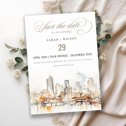 Atlanta Georgia Wasserfarbenlandschaft Hochzeit Save The Date