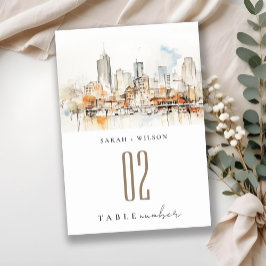 Atlanta Georgia Wasserfarbenlandschaft Hochzeit Tischnummer