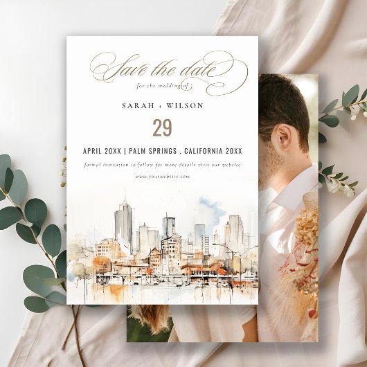 Atlanta Georgia Wasserfarbenlandschaft Hochzeitsse Save The Date