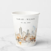 Atlanta Georgia Watercolor Landscape Wedding Pappbecher (Rückseite)