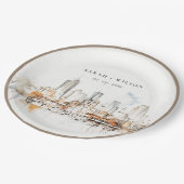 Atlanta Georgia Watercolor Landscape Wedding Pappteller (Schrägansicht)