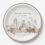 Atlanta Georgia Watercolor Landscape Wedding Pappteller (Vorderseite)