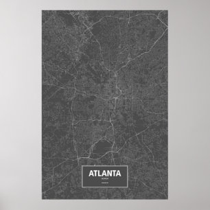 Atlanta, Georgia (weiß auf schwarz) Poster