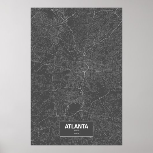 Atlanta, Georgia (weiß auf schwarz) Poster (Vorne)