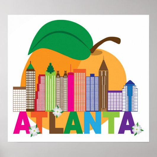 Atlanta, Georgien | Peach Skyline Poster (Vorne)