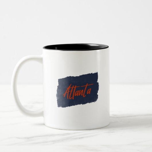 Atlanta Handgeschriebene Red Typografy Coffee Tass Zweifarbige Tasse (Links)