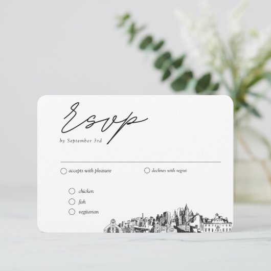 Atlanta Hochzeitliches UAWG Begleitkarte (Stehend Vorderseite)