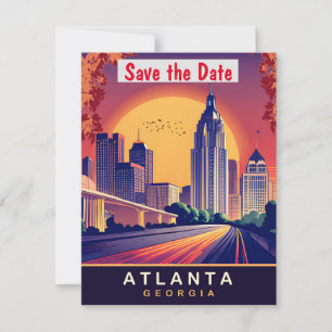 Atlanta Innenstadt, GA, Reise-Postkarte Save The Date