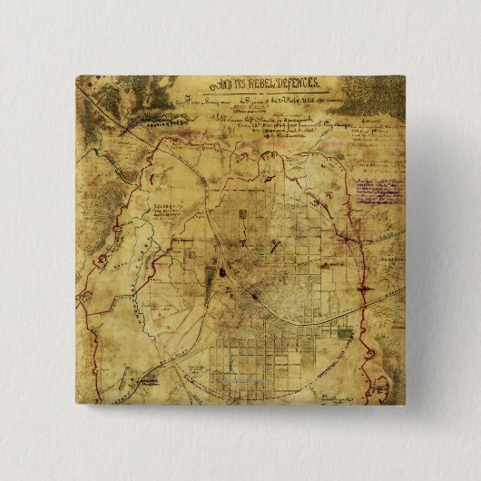 Atlanta-Kampagne - Panorama-Karte des Zivilen Krie Button (Vorderseite)