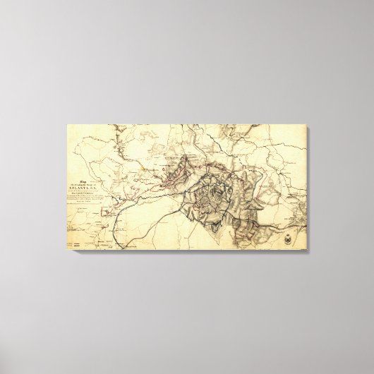 Atlanta-Kampagne - Panorama-Karte des Zivilen Krie Leinwanddruck (Vorderseite)