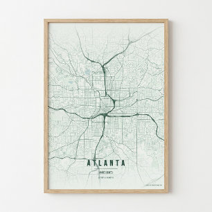 Atlanta Karte Druck Georgia Wald Wandkunst Poster