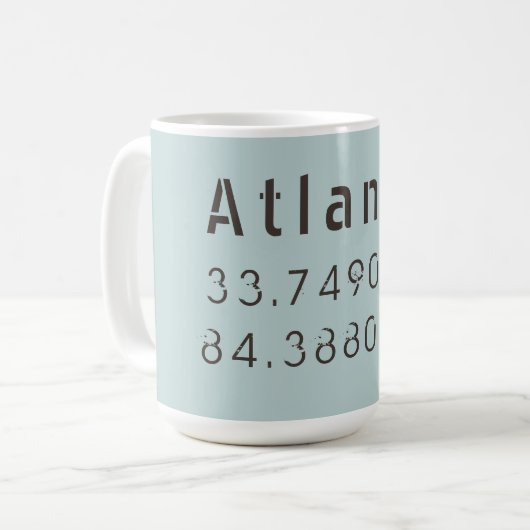Atlanta Latitude & Longitude Kaffeetasse (Vorderseite Links)