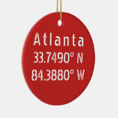Atlanta Latitude Longitude Red Keramik Ornament (Rechts)