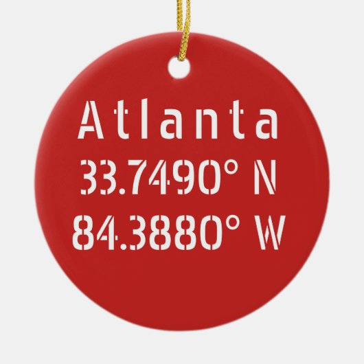 Atlanta Latitude Longitude Red Keramik Ornament (Vorne)