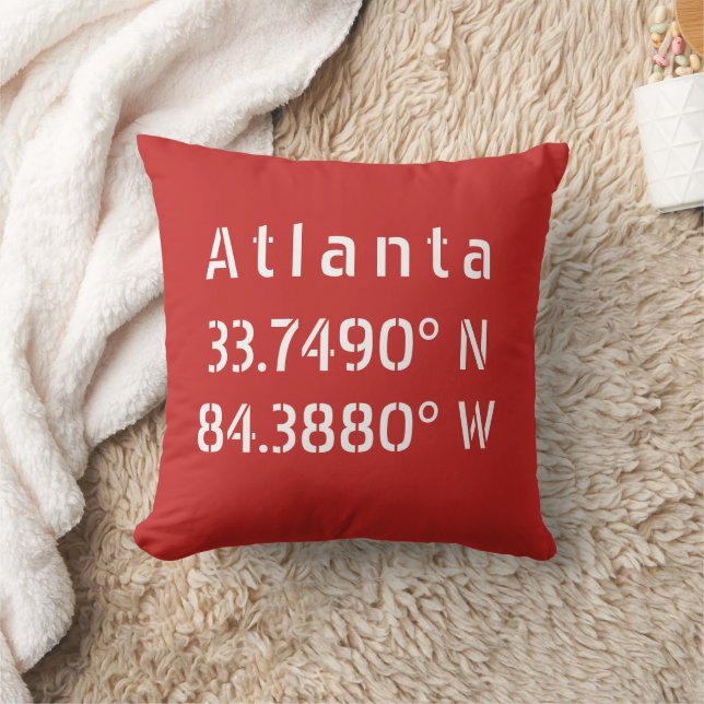 Atlanta Latitude Longitude Red Kissen (Decke)