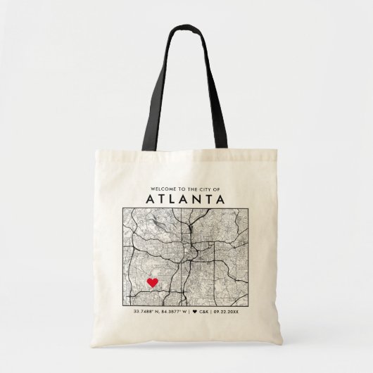 Atlanta Liebe Locator | City Map Wedding Welcome Tragetasche (Vorne)