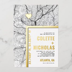 Atlanta Liebe Locator   Städtische Hochzeit Folieneinladung