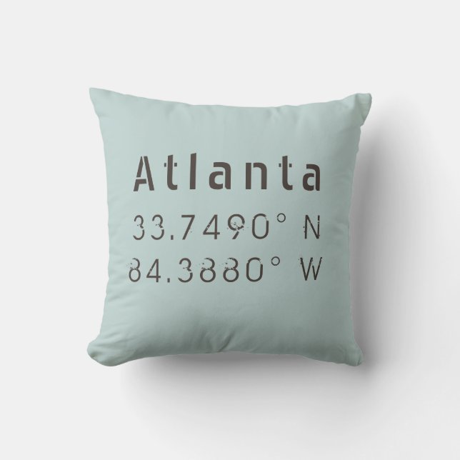 Atlanta Longitude Latitude Throw Kissen (Vorderseite)