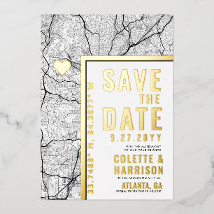 Atlanta Love Locator   Hochzeit Save the Date Folieneinladung