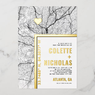 Atlanta Love Locator   Stadt-Themen-Hochzeit Folieneinladung