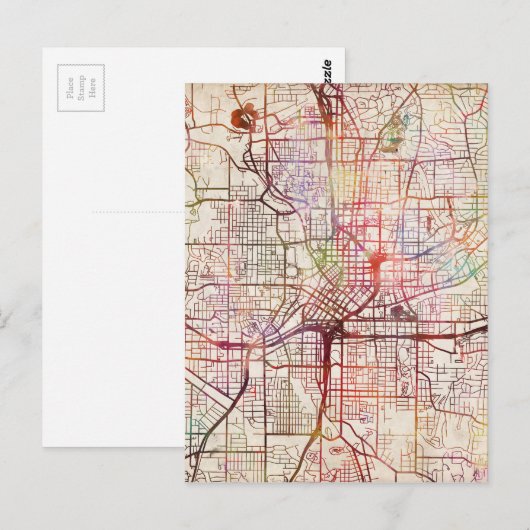 Atlanta Map Painting Postkarte (Vorne/Hinten)