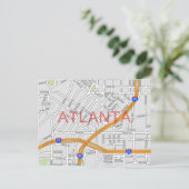 Atlanta Peachtree Road Map Postkarte (Stehend Vorderseite)