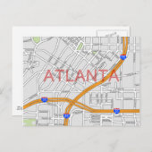 Atlanta Peachtree Road Map Postkarte (Vorne/Hinten)