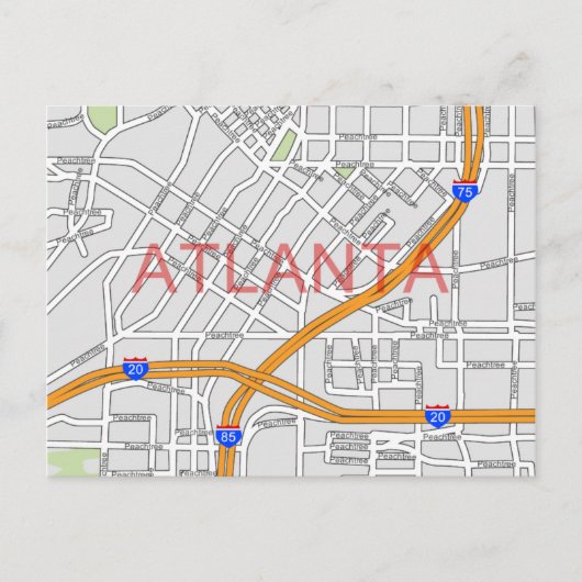 Atlanta Peachtree Road Map Postkarte (Vorderseite)