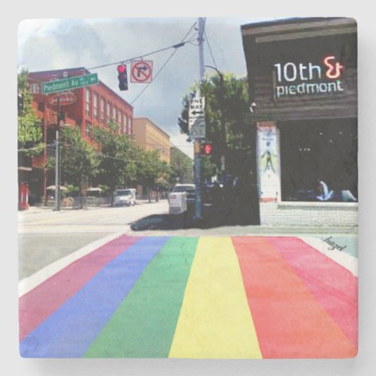 Atlanta Rainbow Crosswalk, 10. Piemont, Midtown Steinuntersetzer (Vorderseite)