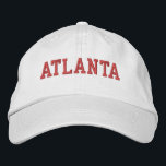 Atlanta Red Embroidery on White Bestickte Baseballkappe<br><div class="desc">Atlanta Red Stickerei auf weißem Baumwollhut. Ein wunderbares Geschenk für jeden, der Atlanta GA Liebe! Wenn Sie Ihren persönlichen Text bevorzugen, wählen Sie einfach den Knopf "Diese Vorlage personalisieren", um Ihre Auswahl an benutzerdefiniertem Text einzugeben. Die Stickerei kann auch an andere Farbeinstellungen angepasst werden, indem Sie die Schaltfläche "Design bearbeiten"...</div>